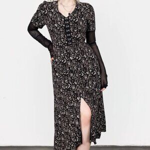 NWT Disturbia Craft V-Neck Midi Dress, Tarot Scrying Divination Printed, Sz UK 8